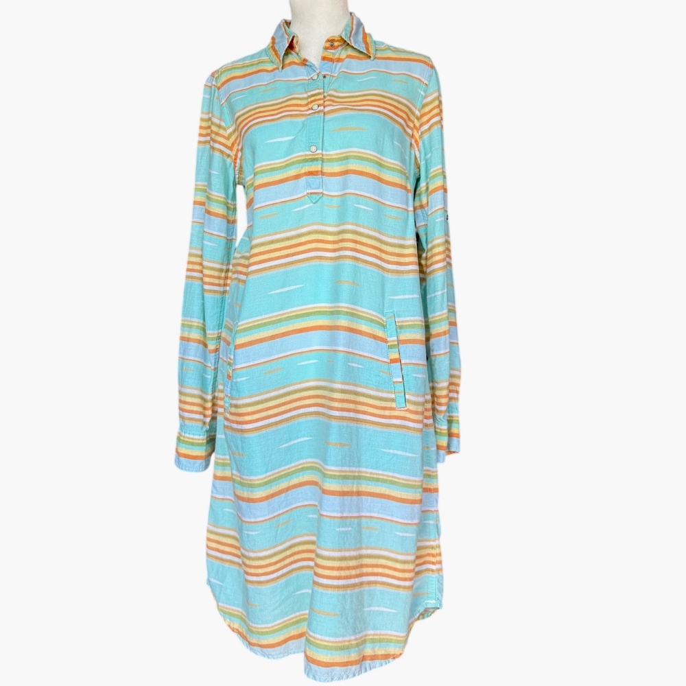 Ryan Michael Linen Striped Western Dress Sz‎ M